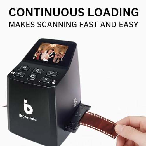 BEONEGLOBAL ClearScan MINI Film Scanner 16MP Slide & Film Scanner, Converts 35mm/135/126 Film & Slides to Digital Photos, Easy-to-Use Film Digitizer，2.31" LCD Screen