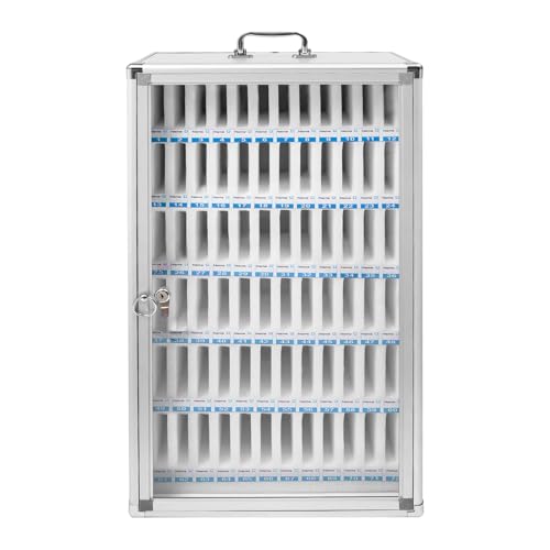 Bulelula 72 Slots Cell Phone Locker, Wall-Mounted Cell Phones Storage Cabinet Aluminum Alloy Pocket Chart Storage Box for Cell Phones for Classroom Office Gym