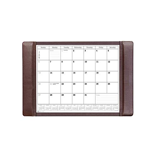 Chocolate Brown Leather Desk Pad w/Calendar, 25.5 x 17.25