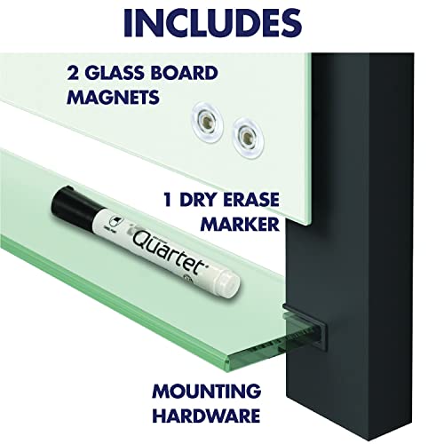 Quartet Glass Whiteboard, Magnetic Dry Erase White Board, 85" x 48", Wide Format with Invisible Mount, Black Aluminum Frame, Evoque (G8548BA)