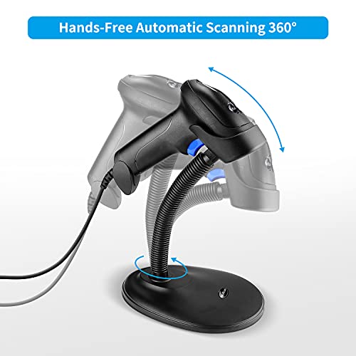NetumScan Handheld USB 1D Barcode Scanner with Stand, Wired CCD for POS