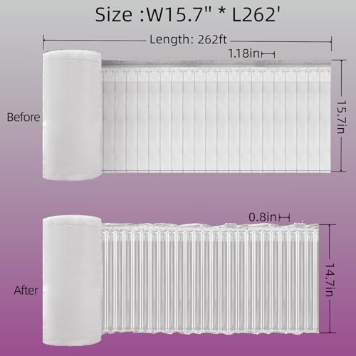 Ufriandz Large Bubble Cushioning Wrap 15.7" x 262 Ft Inflatable Air Pillow for Shipping Packing Moving Heavy Duty Eco-Friendly Packing Supplies for Fragile Items with Pump, Glass Bottle Packaging