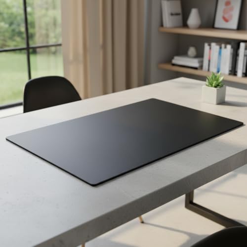 Dacasso 30" x 19" Black Leatherette Luxury Desk Pad Blotter w/Out Side Rails for Writing - Executive Desk Surface Protector