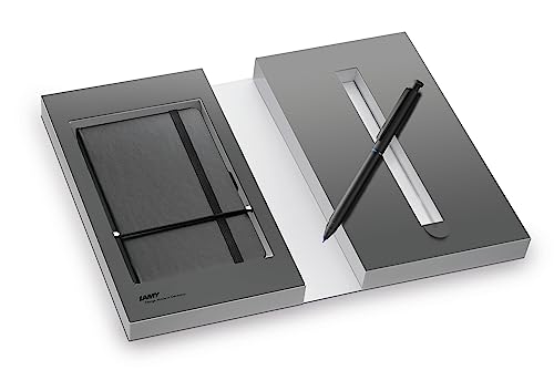 Lamy Set of 3 in 1 Multifunctional Writing Instrument in Lacquer Finish Paper Notebook DIN A6 Soft Cover Black - Includes Gift Packaging