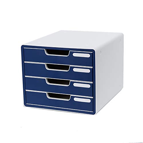 SDVantage Desktop Drawer Organizer, 4 Layers Blue/Gray/Red File Cabinet 29 * 34 * 24CM, Quality ABS Material, Smooth Feel. (Blue)