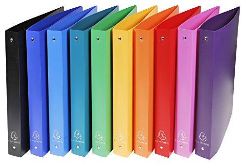 Exacompta - Ref. 51699E - Box of 20 semi-Rigid OPAK Binders - 4 Round Rings diam 30 mm - Spine 40 mm - External Dimensions 320 x 268 mm - A4 Maxi File Format - 10 Assorted Colors