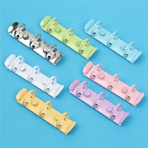 A5 ring binder Ring Binder Mechanism 10pcs 3 Hole Metal Refillable Loose Leaf File Folder Clip Accessory(Pink)