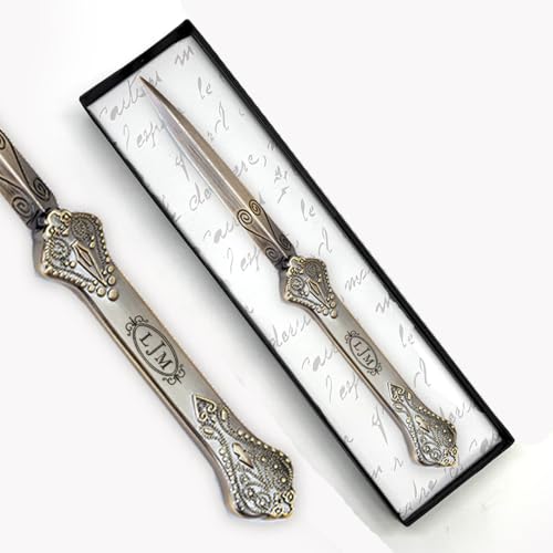 Personalized Antiqued Metal Letter Opener – Handcrafted in USA Vintage Paper Knife 7" – Custom Engraved Monogram Gift for Executive Desk Accessory- Choice of Monogram Style
