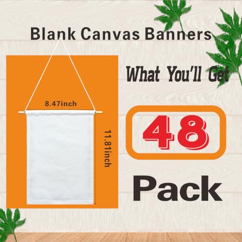 TTXXLL 48Pcs Blank Canvas Banner 8.47"*11.81",12oz DIY Craft Canvas Fabric