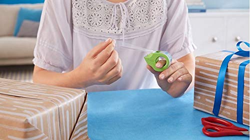 tesafilm Mini Finger Dispenser for Clear Adhesive Tape - Includes 1 x Roll tesafilm Ecologo 10 m x 19 mm, Tray of 16-4 Colours