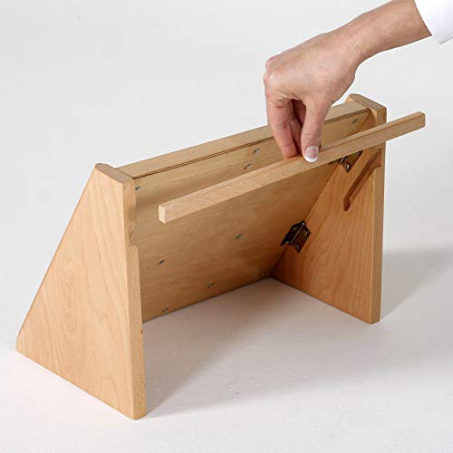M&T Displays 5 Tiered Wooden Business Desk Card Holder 25 Pockets Natural Wood Desktop Organizer Table Top Decor Display Stand Sign Accessories for Office Restaurant Store Shop Home Decoration