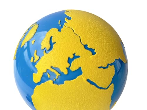 Premium Montessori Sandpaper Globe- Land & Water Tactile Globe, Solid Beechwood Geography Materials, Sensory Learning Toy for Toddlers, Homeschool & Classroom Learning
