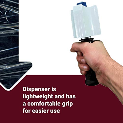IDL Packaging Stretch Wrap Dispenser for Mini & Bundling Film Rolls, 3” Core – Handheld Shrink Wrap Handle with Adjustable Tension, Heavy-Duty Plastic Film Dispenser with Rubber Grip