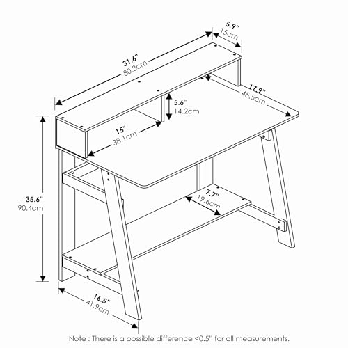 Furinno Simplistic 31-Inch Compact Computer Desk, Dark Mocha