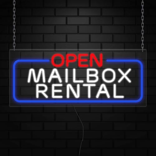 Open Mailbox Rental Neon Sign for Retail Displays | Value priced LED Flex Neon | Electronic Light Up LED Sign for Windows/Walls | 32"W x 13"H x 1"D