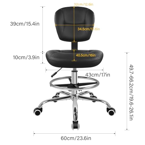 WKWKER Drafting Chair with Back Footrest Adjustable Office Chair (Black)