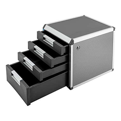 Desktop Drawer Organizer, 4 Drawer Office Storage Filing Cabinet File Cabinet with Lock and Label bar for Homes, Offices, Schools (4 Drawers)