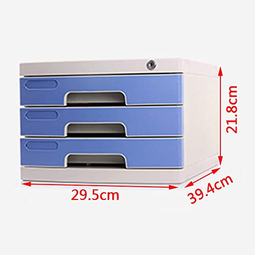 EliteBloom Flat File Cabinet, Drawer Organizer 2/3/4 Layers, with Lockable Environmentally Friendly Plastic-Blue,A