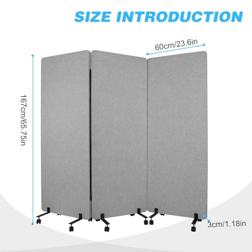 CervidomePro 3 Panels Freestanding Partition Room Dividers Folding Portable Partition Screens Folding Privacy Screens for Office Reception Room Hospital