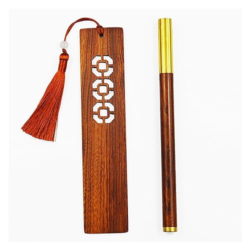 MVNOIRE Classical Beauty with Literary Bookmark Pen Hollow Mahogany Set Gift Box