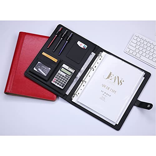 Padfolio,Portfolio Organizer, A4 Portfolios Padfolio Binder Professional Faux Leather Travel Organizer Pouch for Documents Presentation Folders Business Cards Removable 4 Ring Notepad