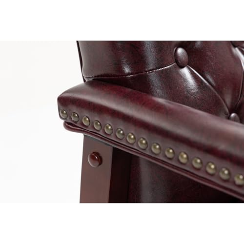 Japovker Leather Reception Guest Chairs - Waiting Room Stationary Office Chairs with Padded Arm Rest No Wheels, Ergonomic Side Chair for Conference Room Lobby Home Office (Burgundy)