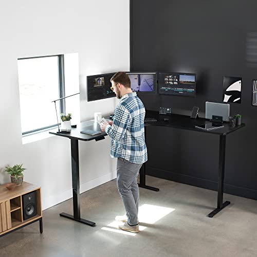 VIVO Black 71 x 71 in Corner Standing Desk, DESK-KIT-E3CB2