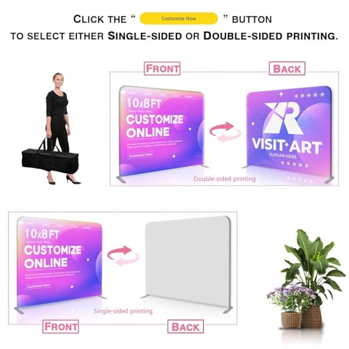 Camusow 20x8 FT Custom Tension Fabric Backdrop Banner Stand