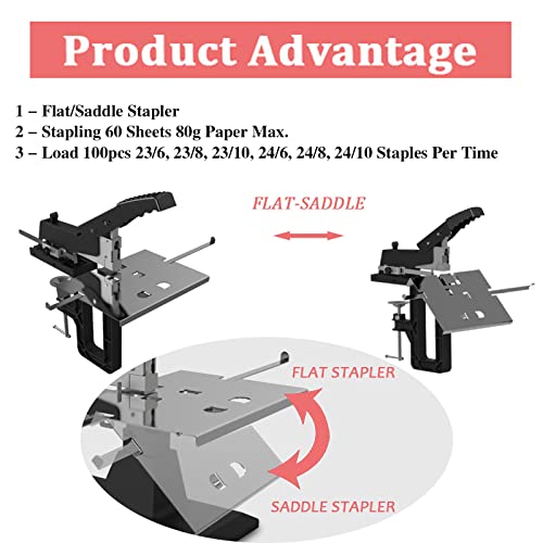 Manual Stapler, Booklet Maker/Stapler with Clamp, Heavy Duty Desktop Stapler, Saddle Stitching and Parallel Stitching 2 in 1, Binding Thickness 60 Sheets, for Factory Office and Home