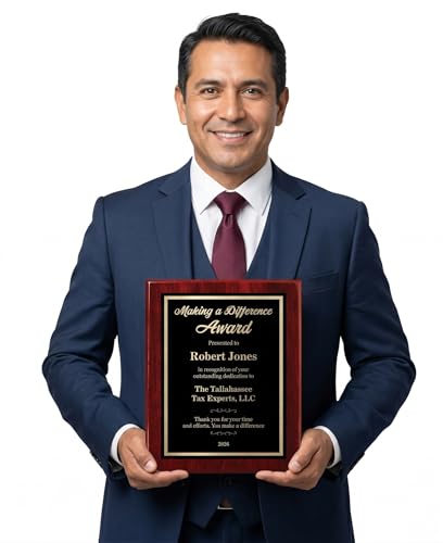 Personalized Award Plaque for Employee Apprecication and Recognition - Making a Difference Award - Choose Your Style and Size (12x15 Rose Piano Wood)