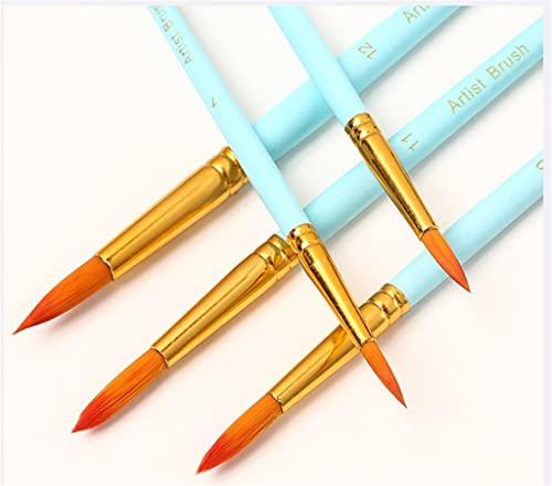 HBJWOV 12 Shaped Brush Set Nylon Hair Watercolor Gouache Acrylic Oil Paint for Beginners Artists(Blue)