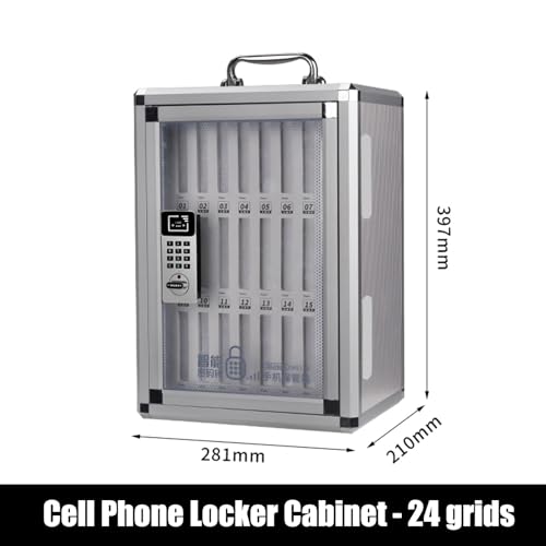 Wall-Mounted Cell Phones Storage Cabinet, Pocket Chart Storage Locker Box with Handle and Password Lock, Aluminum Alloy Mobile Phone Holder Organizer, for Office Classroom Gym
