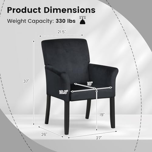 Giantex Office Waiting Room Chairs, Fabric Executive Guest Chair, Upholstered Reception Chair with Padded Arms, Backrest, Wood Legs, Guest Chairs for Meeting Room, Conference Room Chairs