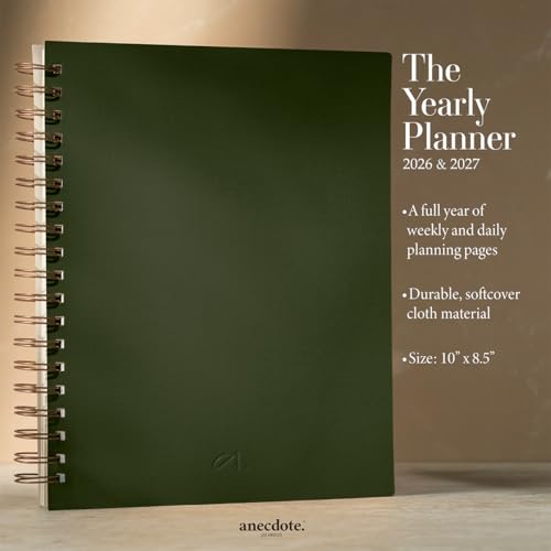 Anecdote Spiral Planner w/2026-2027 Calendar (8.5" x 10") | Start Anytime - 52 Weeks, Undated Planner Pages | To-Do List Organizer, Plan Your Success, Achieve Productivity Goals (Evergreen)