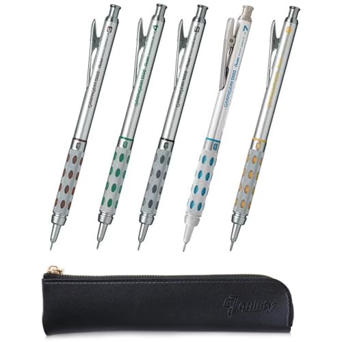 Graph Gear 1000 Mechanical Drafting Pencil Set (0.3mm / 0.4mm / 0.5mm / 0.7mm / 0.9mm), qullity original pen case