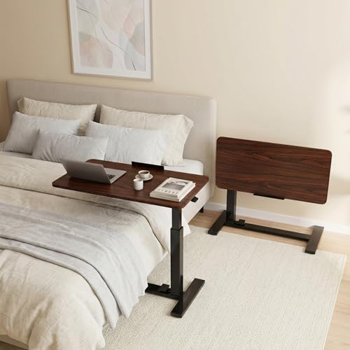 DUMOS Rolling Desk, Laptop Desk, Overbed Table with Wheels for Home