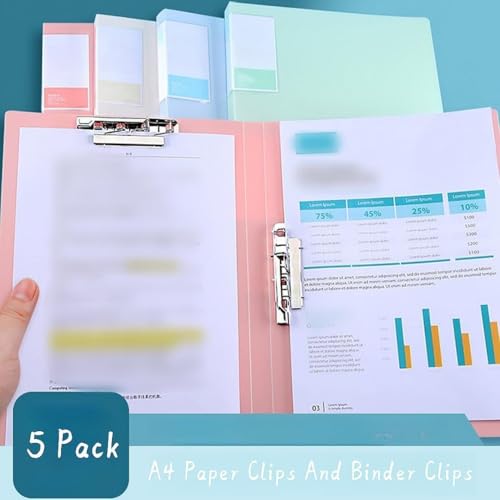 5PCS A4 Ringless Binder Folder Punchless Document File folders