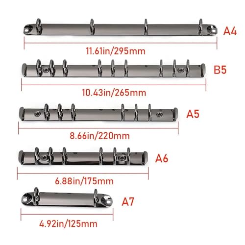 A5 ring binder Ring Binder Mechanism 8 Pieces Metal Loose Leaf Binding Clips Spiral File Folder DIY Album Diary Accessory(A7-black)