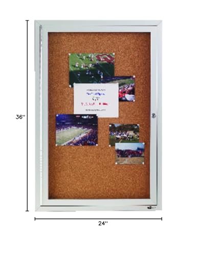 Quartet Bulletin Board, 2' x 3' Enclosed Cork Notice Board, Lockable Swing Door, Weather Resistant Aluminum Frame (2121)
