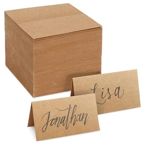 White Blank Tent Place Cards 200pcs Kraft Paper Wedding Place Card Table Card Festival Party Decoration Banquet Sign-in Table Name DIY Blank Seat Card