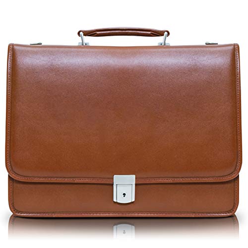 McKleinUSA Lexington, Top Grain Cowhide Leather, Leather Flapover Double Compartment Briefcase, Brown (83544), 16 5 L x 5 W x 12 5 H