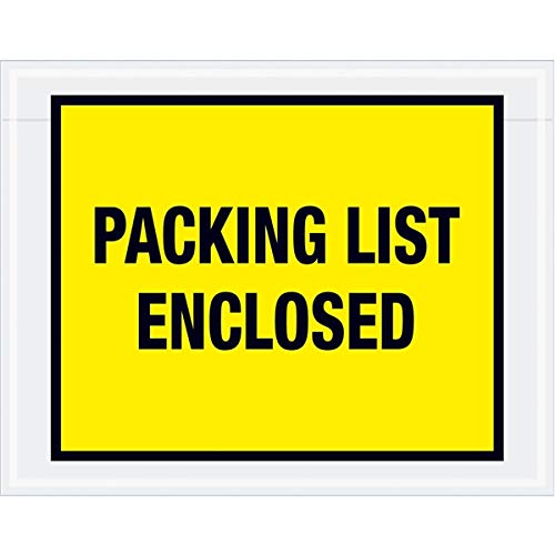 TapePlanet Packing List Enclosed Colored (Full Face) Envelopes (7" x 5 1/2" (1000 Per/Case), Yellow)