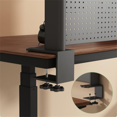 WSNCXFW Clamp on Desk Organizer Shelf with Pegboard, Multipurpose Countertop Hutch Bookshelf Desktop Storage Shelves,for Home Office Dorm Gaming Desk,Black,60cm/23.6in