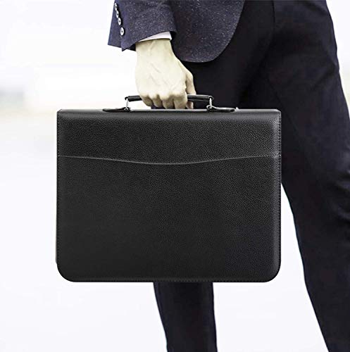 Arpan A4 Zipped Business Executive Conference Folder with Calculator/Ring Binder Portfolio (+ A4 100 Punched Pocket/Sleeves) Black