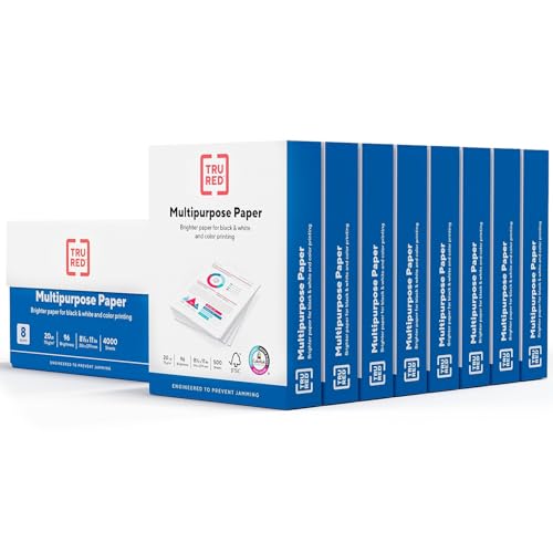 TRU RED Multipurpose Paper, 8.5x11 Inch, 20 lb., 96 Bright, 8 Reams