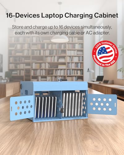 POCHAR 16-Unit Charging Cabinet for Laptops & Tablets with Cable Management