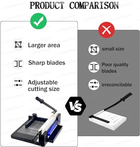 LjlXanthiper Guillotine Style Paper Trimmer,Manual Paper Trimmer with Automatic Safety Guard and Side Ruler,Solid Steel Base,Guillotine Style A4 Paper Trimmer for Office,School,Craft Room