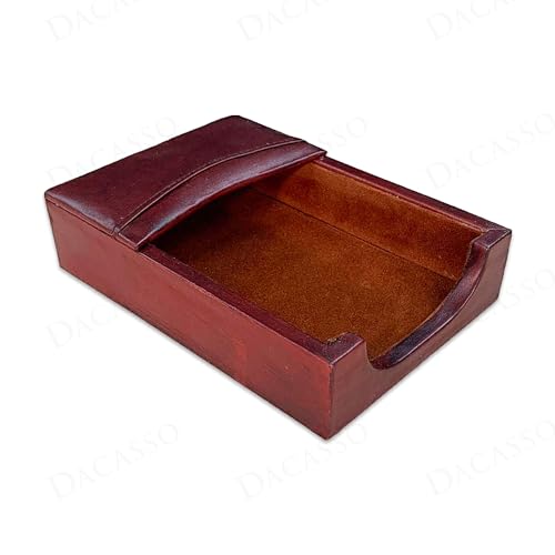 Dacasso Luxury Mocha Leather 4" x 6" Memo/Note Holder for Desktop - Executive Decor & Office Desk Organization Essential