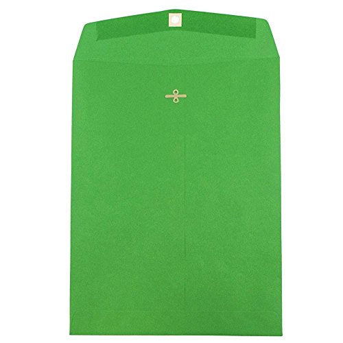 JAM PAPER 10 x 13 Open End Catalog Colored Envelopes with Clasp Closure - Green Recycled - Bulk 250/Box