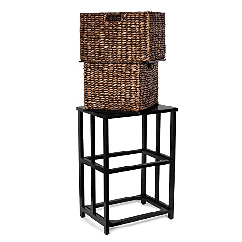 BIRDROCK HOME 2 Tiered File Cubby w/Wood Top - File Cabinet, Home Office Storage, Nightstand, Decorative Wooden Organizer | Desk, Modern Table, Shelves, Side Table, Craft Furniture - Brown Wash